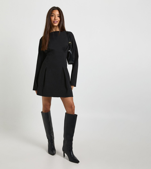 Cinched Balloon Sleeves Mini Dress