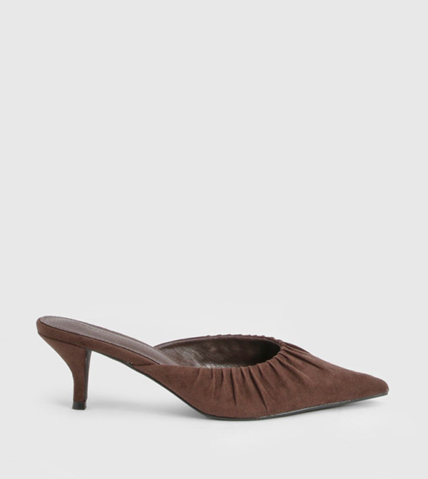 Faux Suede Ruched Detail Pumps