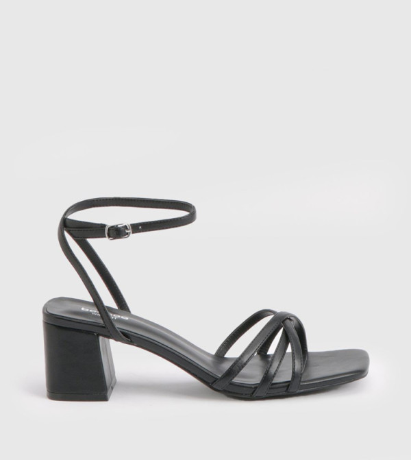 Wide Fit Low Block Strappy Heel Sandals