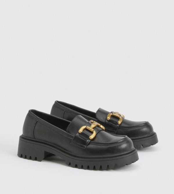 Wide Fit Metal Accent Chunky Loafers