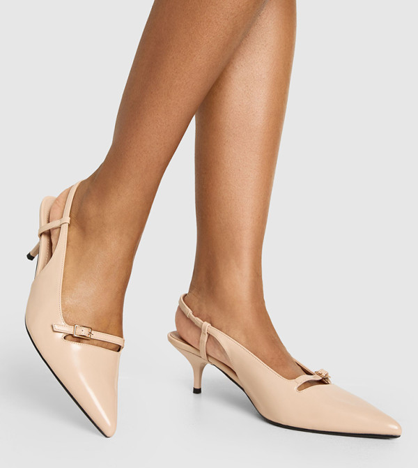 Wide Fit Buckle Detail Slingback Pumps
