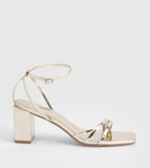 Wide Fit Metallic Block Heel Sandals