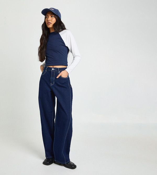 Tall Mid Waist Barrel Fit Jeans
