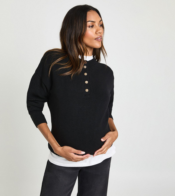 Maternity Gold Button Jumper