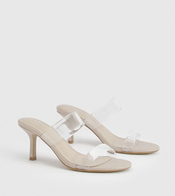 2 Strap Clear Heeled Sandals
