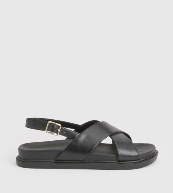 Cross Strap Buckle Detail Comfort Sandals