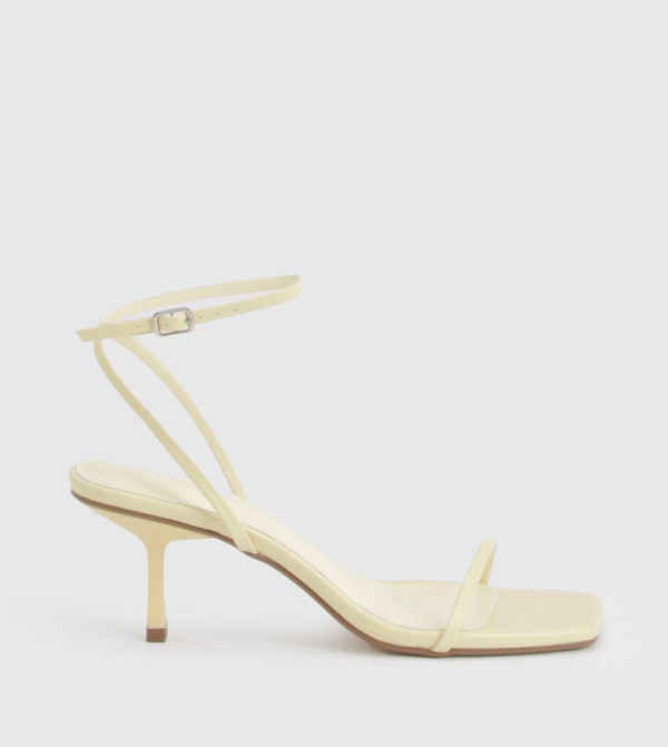 Square Toe Ankle Strap Heeled Sandals