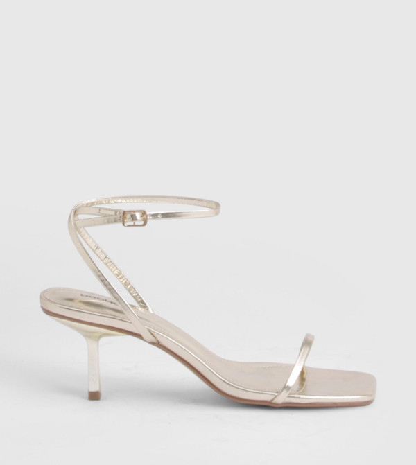 Square Toe Ankle Strap Heeled Sandals