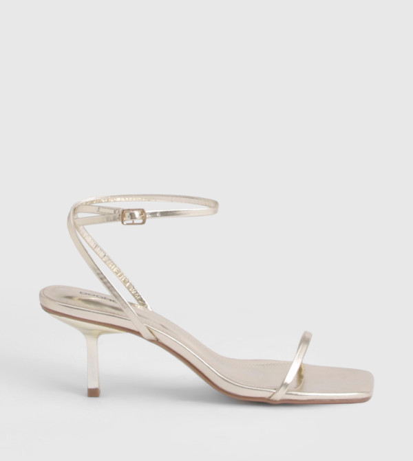 Wide Fit Square Toe Ankle Strap Heeled Sandals