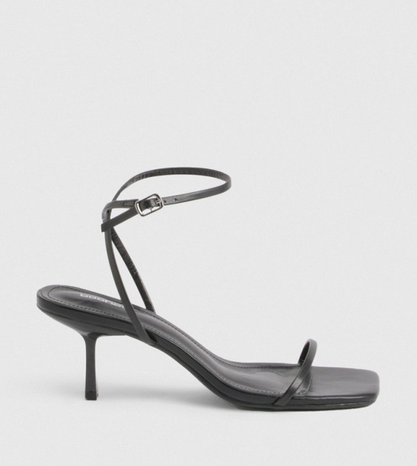 Wide Fit Square Toe Ankle Strap Heeled Sandals