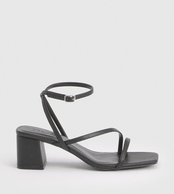 Wide Fit Asymmetric Strappy Block Heel Sandals