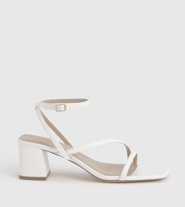 Wide Fit Asymmetric Strappy Block Heel Sandals