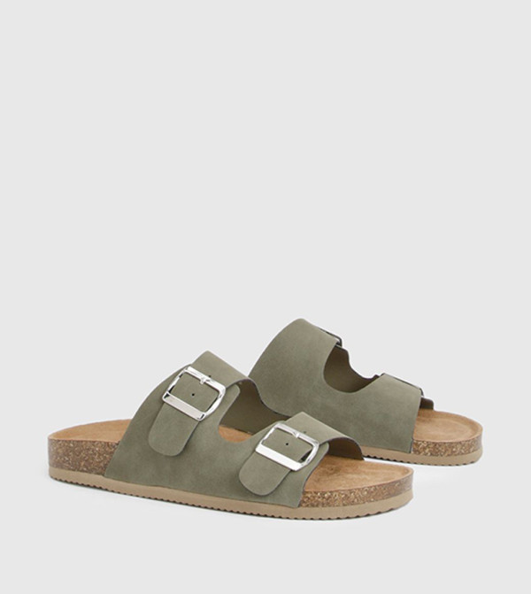 Double Buckle Detail Comfort Sandals