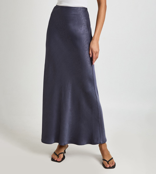 Elastic Waist Satin Maxi Skirt