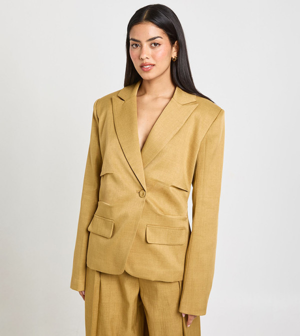 Cinched Ruched Waist Blazer
