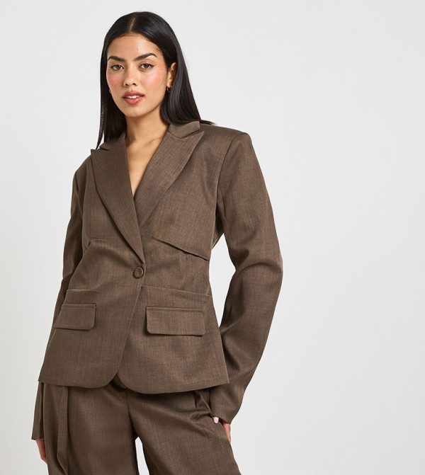 Cinched Ruched Waist Blazer