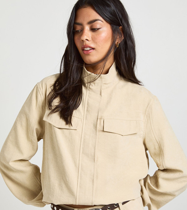 Peached Funnel Neck Jacket