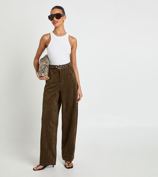 Suede Barrel Leg Trousers