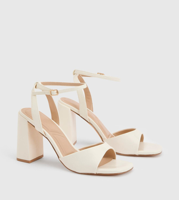 Solid High Block Heel Sandals