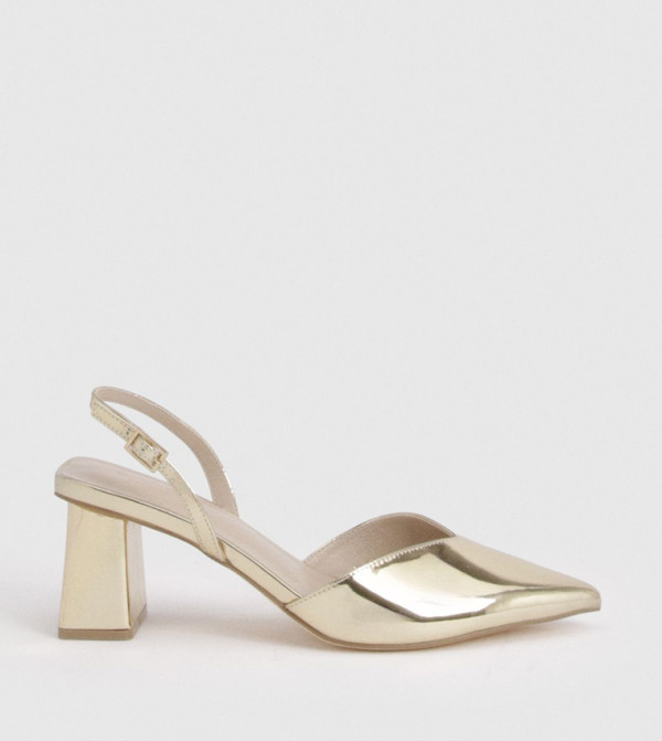 Wide Fit Metallic Pointed Toe Mule Pumps