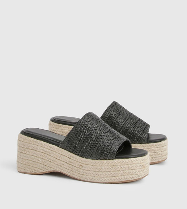 Raffia Open Toe Wedge Sandals