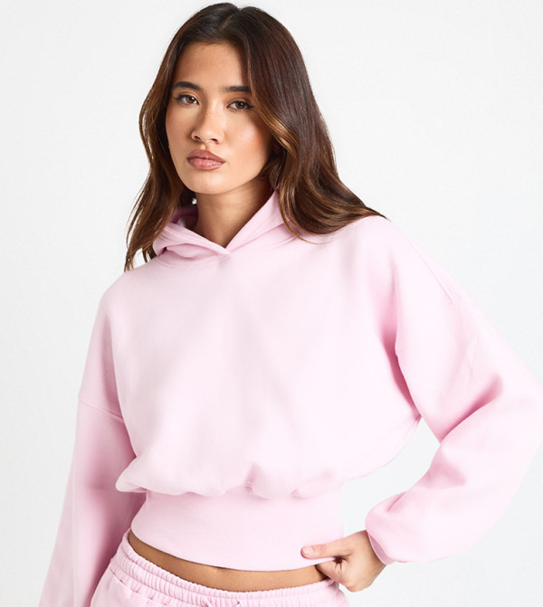 Long Sleeves Deep Waist Cropped Hoodie