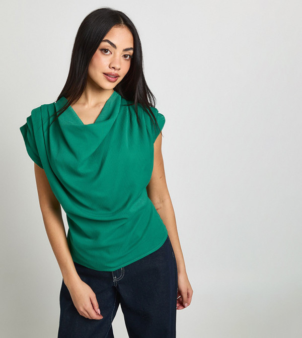 Chiffon High Cowl Neck Top