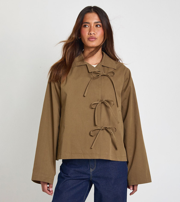 Bow Tie Detail Trench Jacket