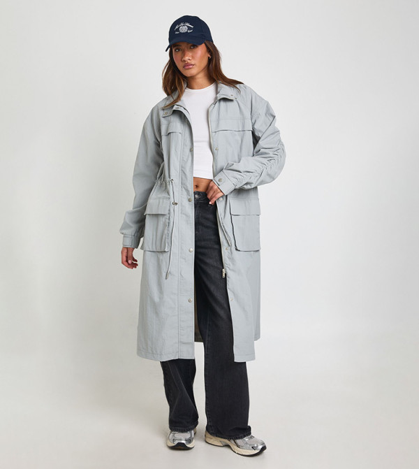 Utility Cinched Waist Lightweight Trench Coat