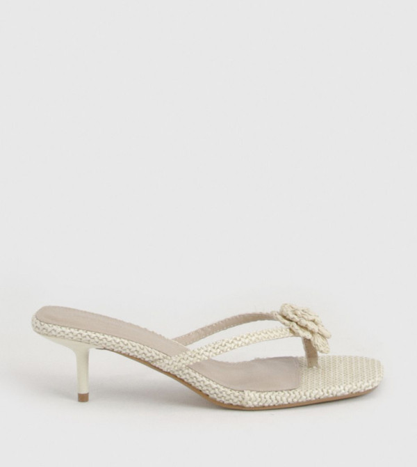 Crochet Flower Detail Heel Sandals