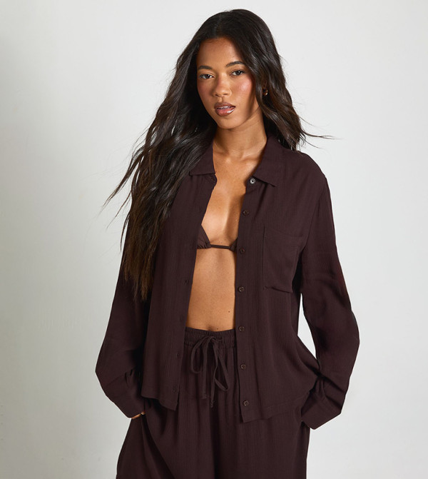 قميص أوفرسايز بكم طويل