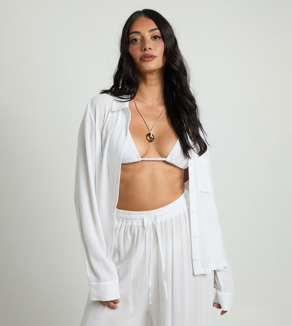 Solid Long Sleeves Oversized Shirt