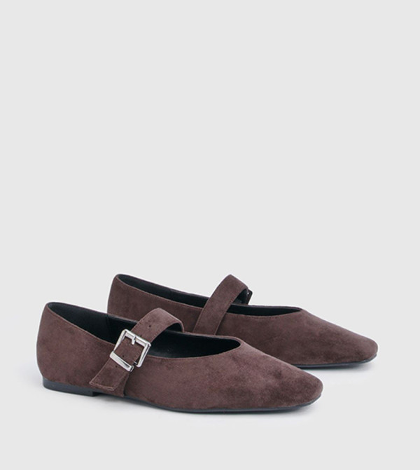 Faux Suede Mary Jane Shoes