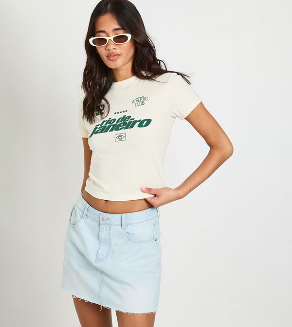 Washed Denim Mini Skirt