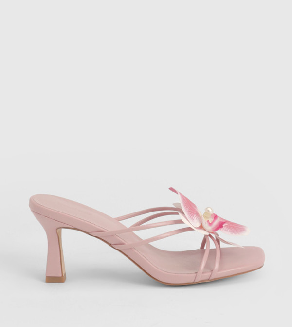 Appliqued Strappy Heeled Sandals