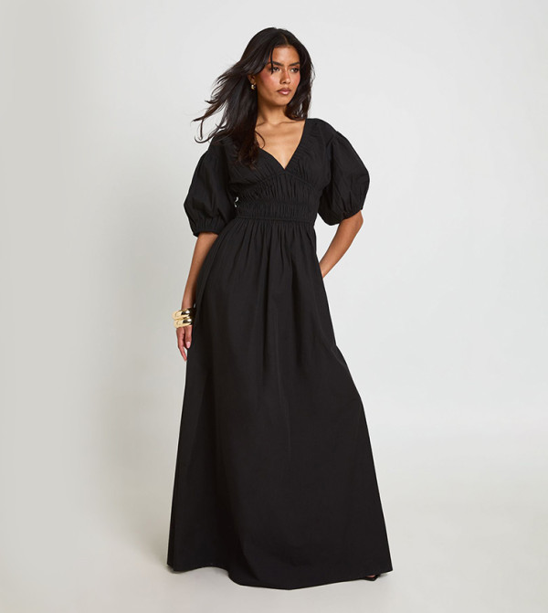 fancy black dresses for women Black Sweatshirt Maxi Dress – BLANK main image 0