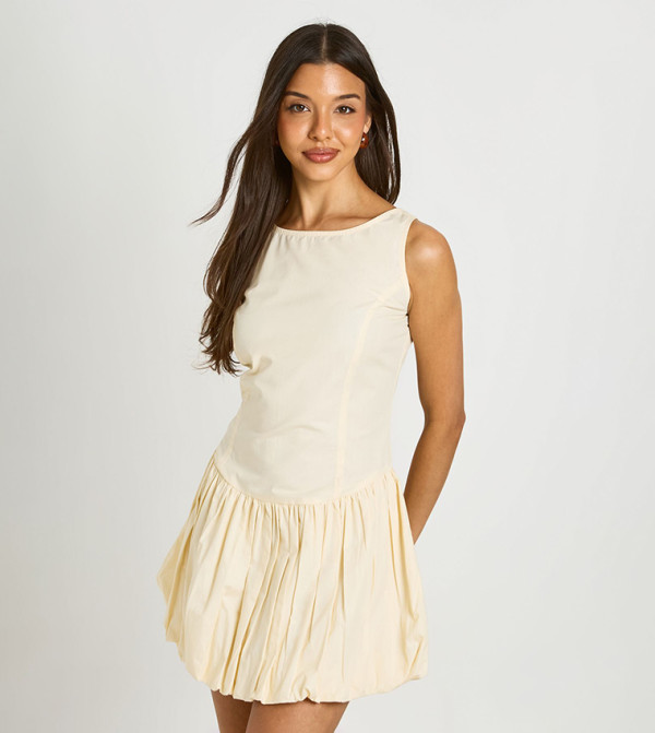 Poplin Bubble Hem Racer Mini Dress