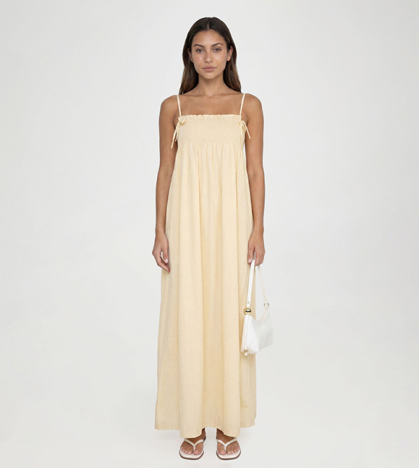 Tall Shirred Detail Smock Maxi Dress