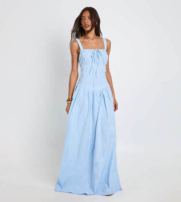 Tall Poplin Milkmaid Maxi Dress