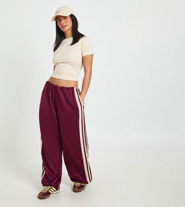 Petite Side Stripe Adjustable Cuff Wide Leg Sweatpants