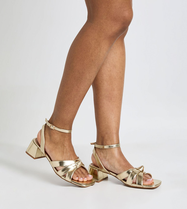 Wide Fit Weave 2 Part Block Heel Sandals