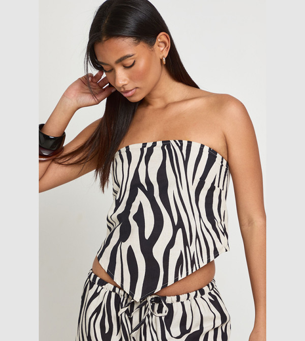 Linen Look Bandeau Scarf Top