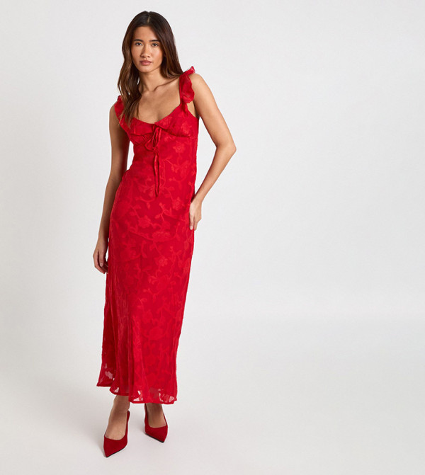 Floral Burnout Ruffle Strap Slip Dress