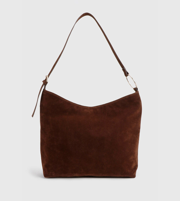 Ring Detail Faux Suede Tote Bag