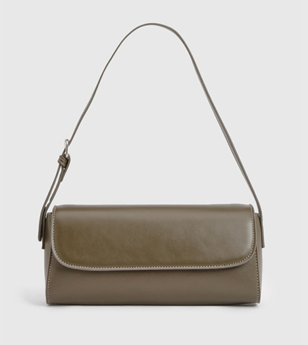 Structured Flap Baguette Shoulder Bag