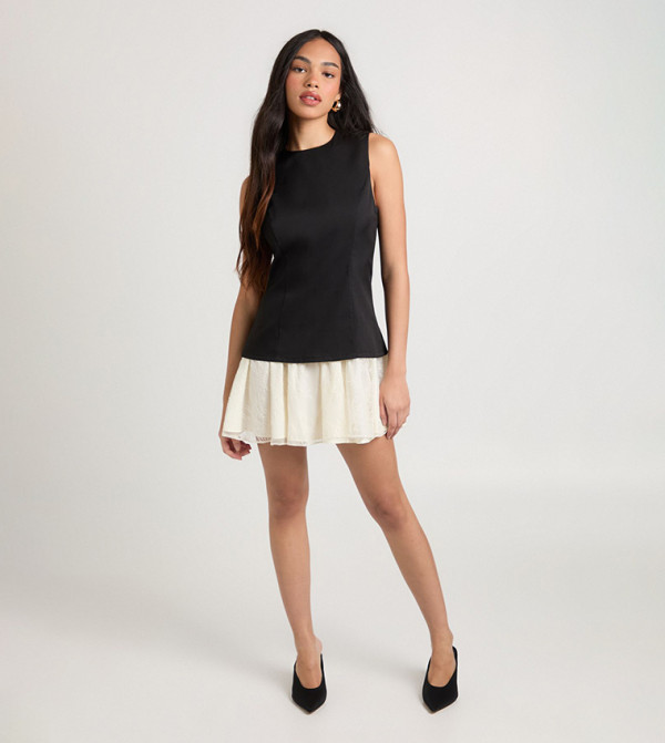 Lace Skirt Tailored Mini Dress