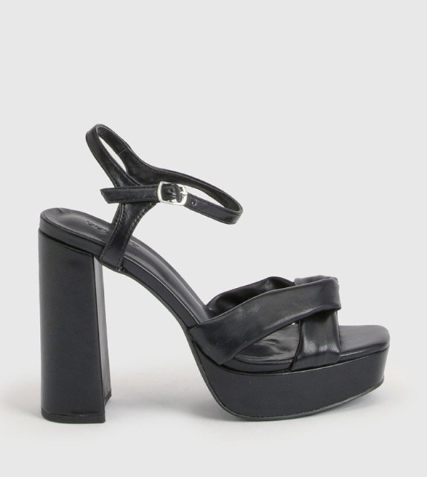 Cross Front Block 2 Part Platform Heel Sandals