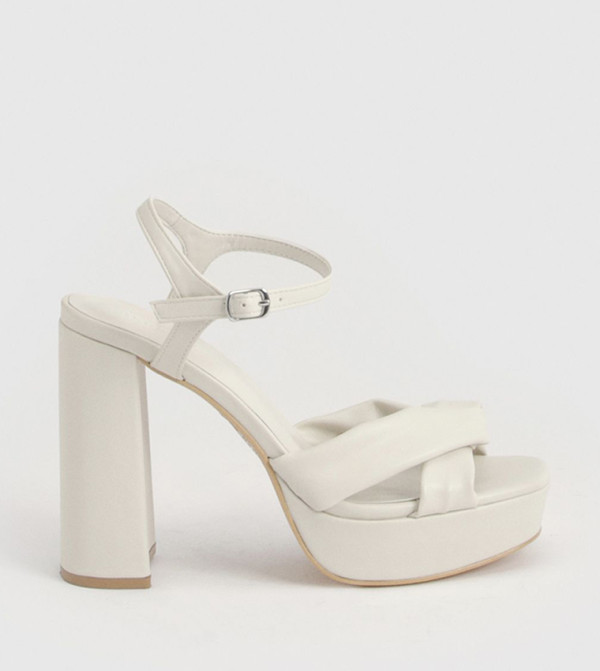Cross Front Block 2 Part Platform Heel Sandals