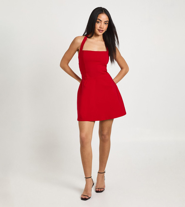 Bengaline Square Neck Skater Dress