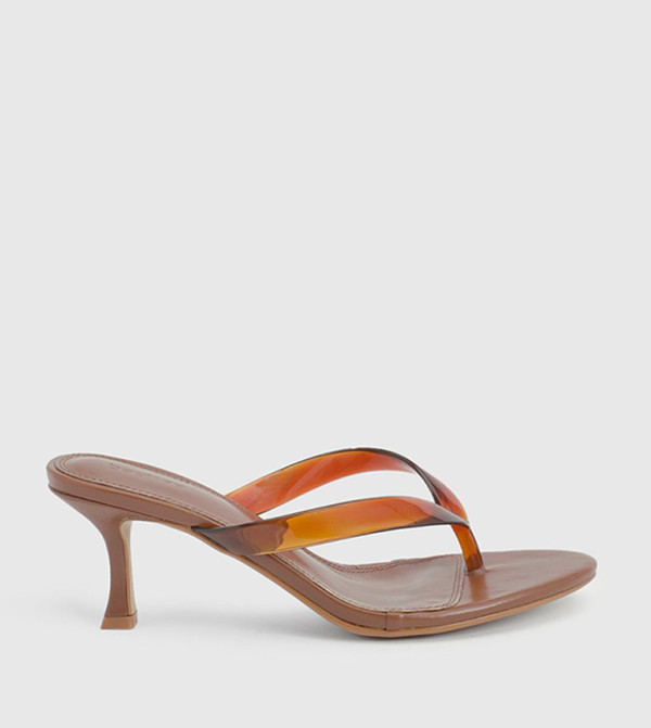 Clear Toe Post Heel Sandals